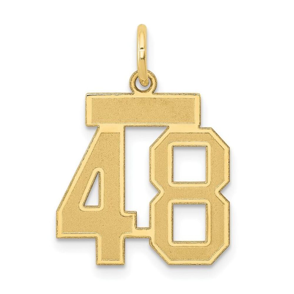 14k Yellow Gold, Jersey Collection, Small Number 48 Pendant